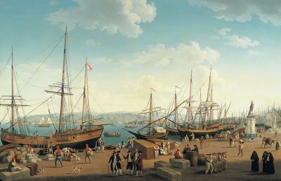 Vista do porto de Messina, a partir do Palazzo del Senato de Jacob Philippe Hackert