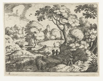 Paisagem com viajantes e soldados
Seis paisagens com viajantes (título da série) de Jacob Savery (I)