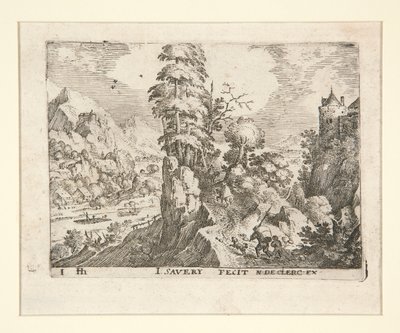 Der Packtrager mit einem Knaben und einem Hund (O transportador com um rapaz e um cão) de Jacob Savery I
