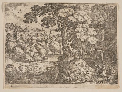 Taberna à direita de um caminho, de Paisagens de Jacob Savery I