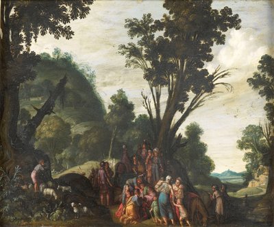 O Encontro de Jacob e Esaú (Génesis 33) de Jacob Symonsz Pynas (attributed to)