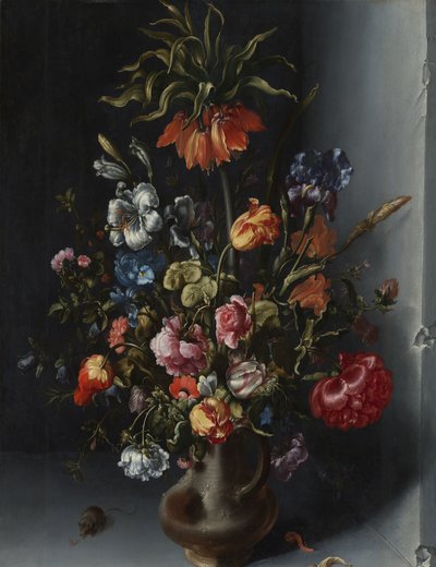 Natureza morta floral com uma coroa imperial num nicho de pedra de Jacob Vosmaer (signed by artist)