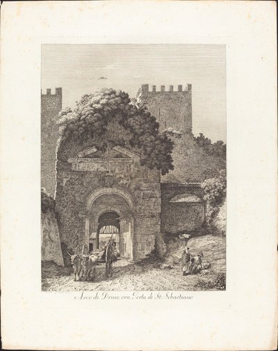 Arco de Druso, agora o portão de San Sebastiano de Jacob Wilhelm Mechau
