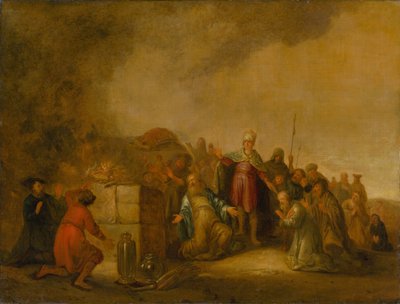 O sacrifício de Elias no Monte Carmelo, século XVII. de Jacob Willemsz de Wet the Elder