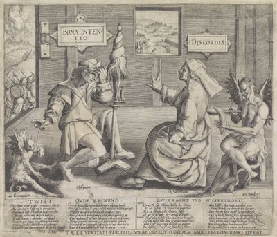 Alegoria com personificações da Boa Intenção (Bona Intentio) e da Discórdia (Discordia) de Jacob de Gheyn (I) (circle of)