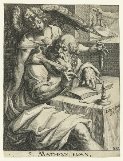 Evangelista Mateus Os Quatro Evangelistas (título da série) de Jacob de Gheyn (II) (workshop of)