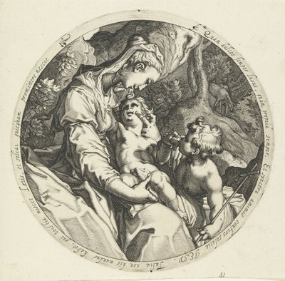 Maria com Cristo menino e João Batista de Jacob de Gheyn (II) (workshop of)