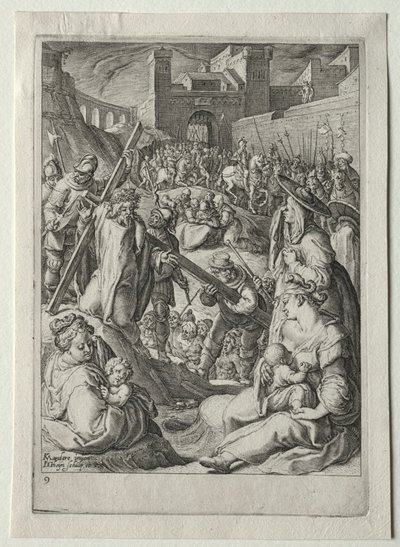 Conjunto da Paixão:  Cristo carregando a cruz de Jacob de Gheyn II