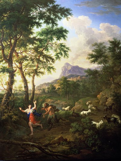 Uma paisagem árcade com Pan e Syrinx de Jacob de Heusch