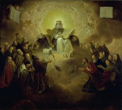Os vinte e quatro anciãos ajoelhados diante do Cordeiro de Jacob de Wet d.Æ.