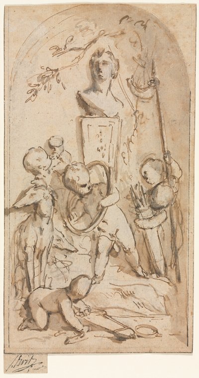 Busto de Diana com Putti e Atributos de Caça de Jacob de Wit