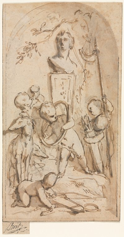 Busto de Diana com Putti e Atributos de Caça, primeira metade do século XVIII. de Jacob de Wit