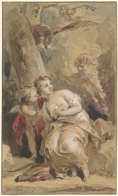 Calisto, Amor e Júpiter com a águia de Jacob de Wit