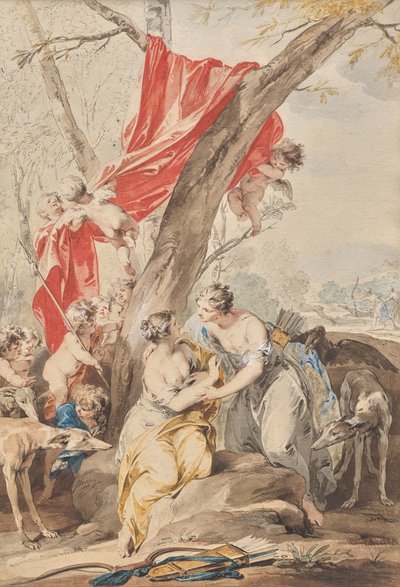 Júpiter (na forma de Diana) e Calisto de Jacob de Wit