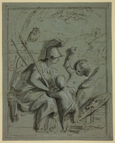 Minerva com dois Putti de Jacob de Wit