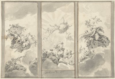 Design para uma decoração de tecto em três partes de Jacob de Wit