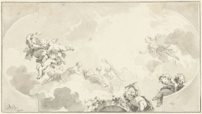 Desenho para pintura de tectos de Jacob de Wit