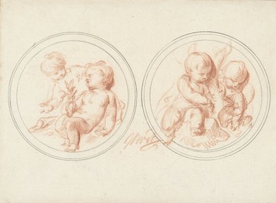 Dois medalhões com crianças de Jacob de Wit