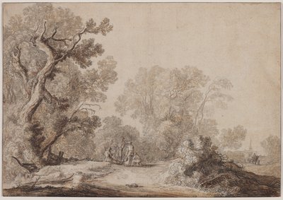 Camponeses à beira de um bosque, c. 1630 de Jacob van Mosscher