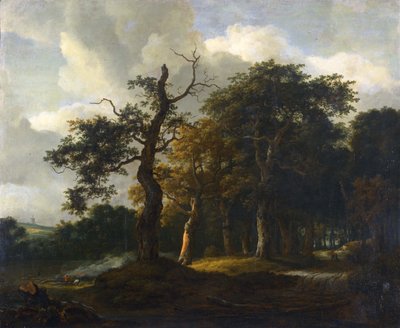 Uma estrada através de uma madeira de carvalho de Jacob van Ruisdael