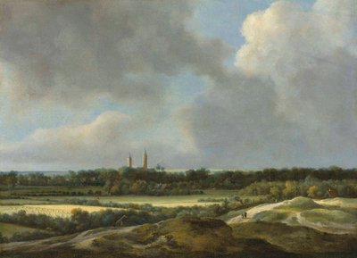 Uma paisagem extensa com campos de cereais, para além de Heemstede de Jacob van Ruisdael