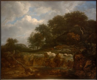 Cachoeira na paisagem de floresta montanhosa de Jacob van Ruisdael