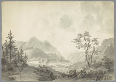 Paisagem de montanha com um rio de Jacob van Strij