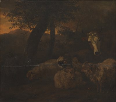 Rebanho de ovelhas em uma madeira de Jacob van der Does d.Æ.