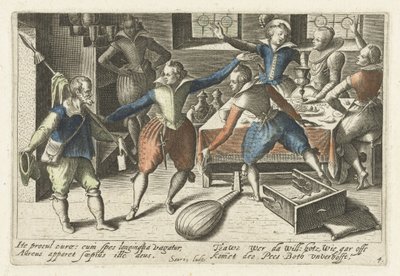 Studentenfeest Um campeão de piadas iconográficas entre os alunos (...) (título da série) de Jacob van der Heyden