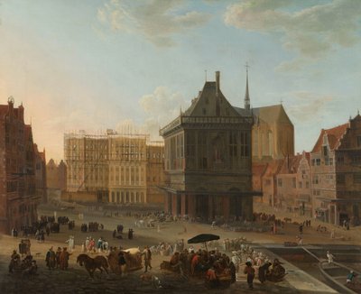 A Barragem em Amesterdão com a nova Câmara Municipal em construção de Jacob van der Ulft (attributed to)