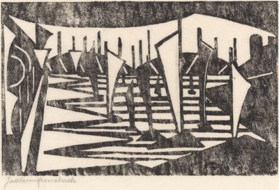 Composição (Barcos em um porto) de Jacoba van Heemskerck (signed by artist)