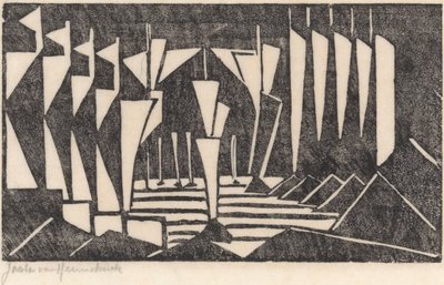 Composição (Velejar num lago) de Jacoba van Heemskerck (signed by artist)
