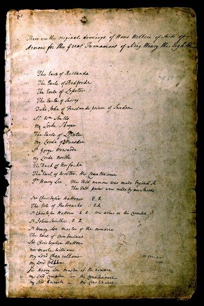 Índice de Armaduras de um Álbum de Armeiros Elisabetano, c.1589 de Jacobe Halder