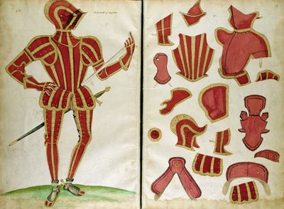 Terno de armadura para o Conde de Leicester de &39;Álbum de um armeiro elisabetano&39; de Jacobe Halder