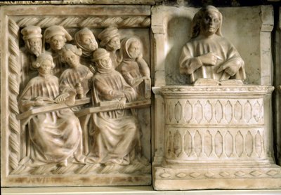 Monumento funerário de Carlo, Roberto e Riccardo da Saliceto: alunos de um curso (escultura, c.1403) de Jacobello and Pier Paolo dalle Masegne