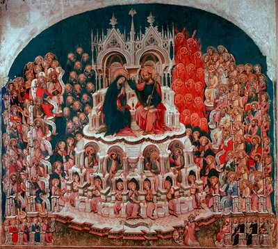 A coroação da Virgem no Paraíso pintura sobre madeira de Jacobello del Fiore (1370-1439). Galeria do século XV da Accademia de Veneza de Jacobello del Fiore