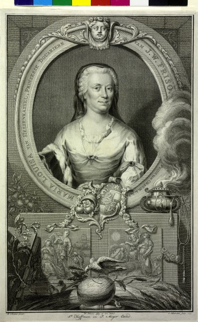 Maria Louisa, condessa de Hesse Kassel (gravura) de Jacobus (after) Houbraken