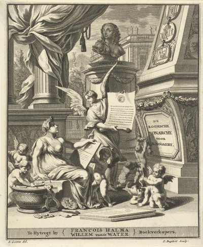Página de título para A. Bogaert, A monarquia romana, mostrada nas moedas dos imperadores ocidentais e orientais, Utrecht 1697 de Jacobus Baptist