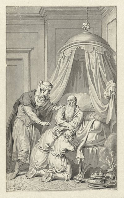 Jacó abençoa Manassés e Efraim de Jacobus Buys