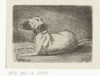 Cão reclinável com coleira de Jacobus Cornelis Gaal