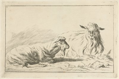 Duas cabras deitadas de Jacobus Cornelis Gaal