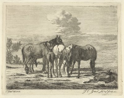 Quatro cavalos e dois potros de Jacobus Cornelis Gaal