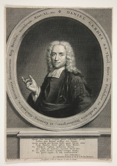 Retrato de Daniel Gerdes, após J.M. Quinkhart de Jacobus Houbraken