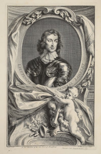 Retrato do Lt General Lambert, ilustração das Cabeças de pessoas ilustres de Grâ Bretanha , bar. de Knapton, Londres, 1742 de Jacobus Houbraken
