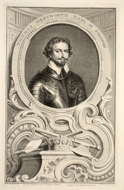 Retrato de Thomas Wentworth, conde de Stratford, ilustração de &39;cabeças de ilustres pessoas da Grã-Bretanha&39;, pub. de Knapton, Londres, 1742 de Jacobus Houbraken
