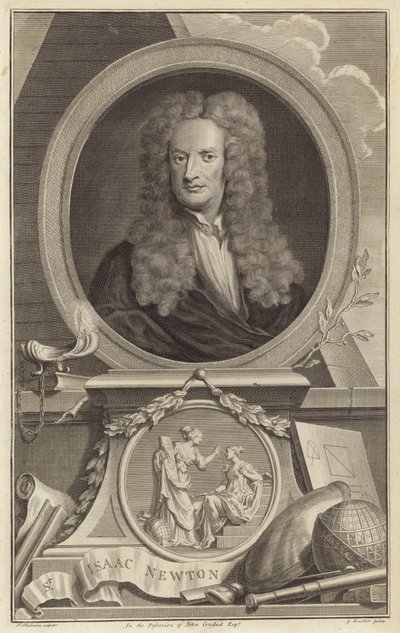 Sir Isaac Newton, físico inglês, matemático e astrônomo de Jacobus Houbraken