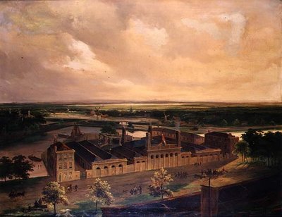 Obras Originais da Amsterdamsche-Pijp Gas Company na Elandstraat, mais tarde conhecida como Marnixstraat, Amsterdam (óleo sobre tela) de Jacobus Pelgrom
