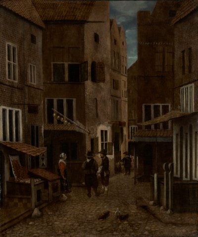 Street Scene (óleo no painel) de Jacobus Vrel or Frel