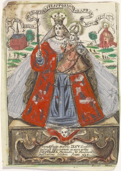 Maria com Criança com dois edifícios de igreja atrás dela de Jacobus de Man (I)