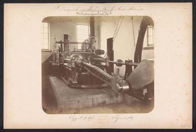 Abaixo da Estação de Bombeamento a Vapor com Vijzels / Capelle aan den IJssel 4 de setembro de 1869 (título no objeto) Recuperação dos Lagos em Schieland leste de Rotterdam (título da série no objeto) de Jacobus van Gorkom jr.